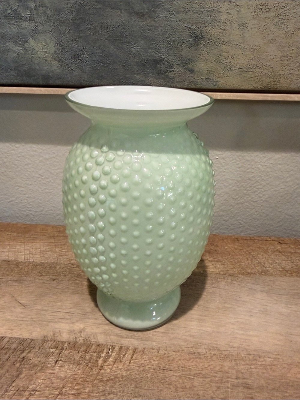 Mint Green Hobnail Glass Vase - Looks like a Fenton and may say 2000 on bottom